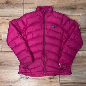 Patagonia Hi Loft Goose Down Puffer Sweater Jacket Coat Magenta Pink Women's M